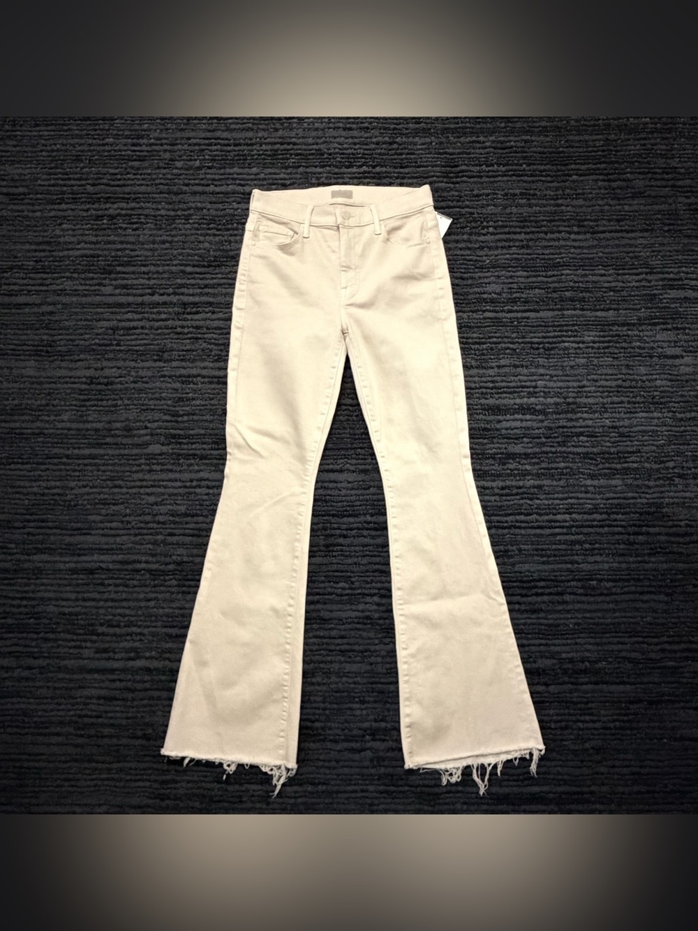 NWT Mother The Weekender Fray Fog High Rise Flare Zip Fly Jeans